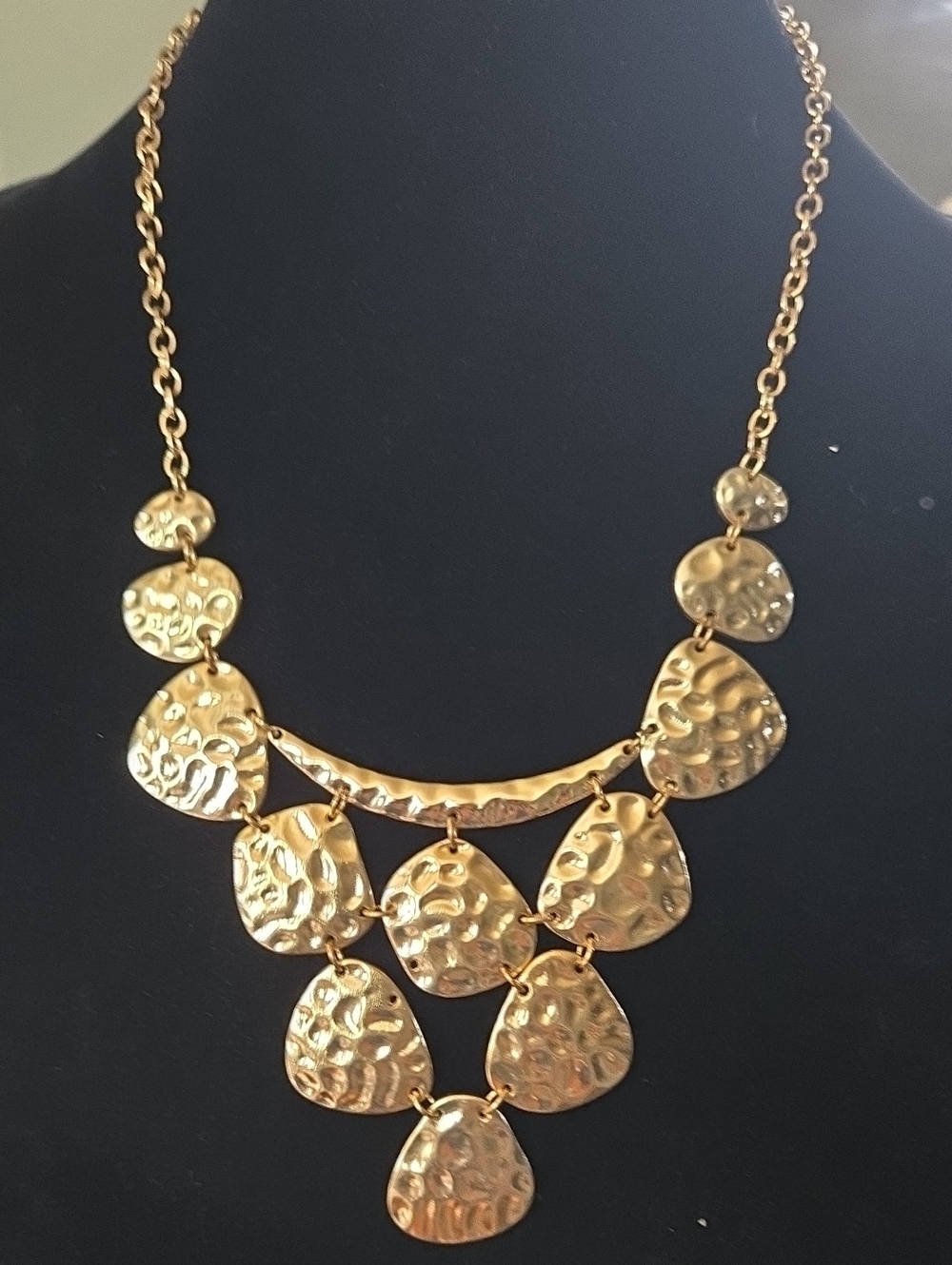 Gold-Tone Hammered Statement Necklace